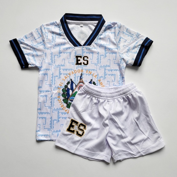 Kids El Salvador soccer uniform white jersey set toddler - Picture 1 of 3